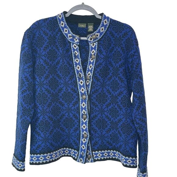 L.L. Bean Nordic Button Down Cardigan Sweater sz Medium #FF - Picture 1 of 7